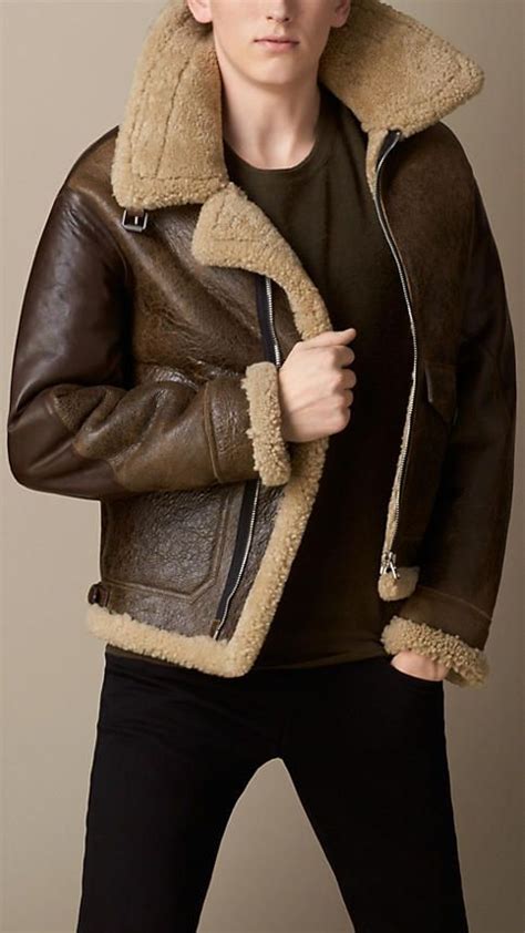 burberry prorsum shearling leather jacket|burberry aviator jacket leather.